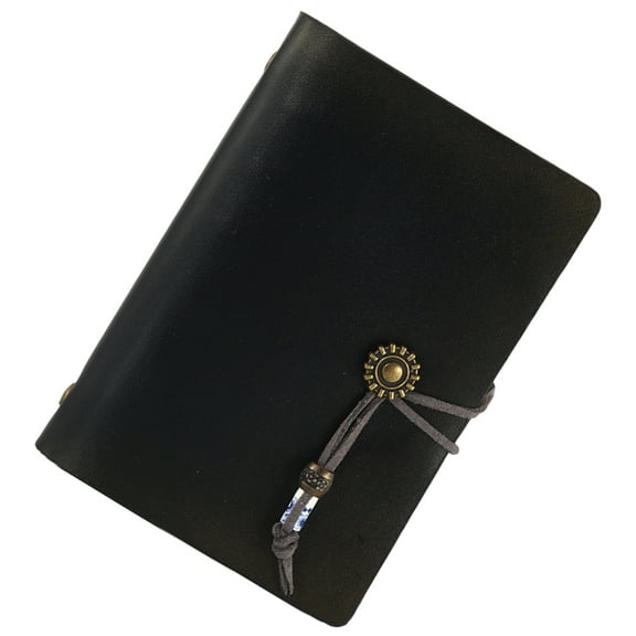 LULULION Vintage Black Journal Notepad with Loose Leaf Pages for Office Planning and Writing