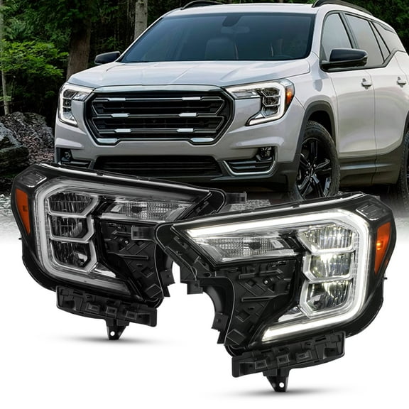 AKKON - Fits 2022-2024 GMC Terrain SLE/SLT Full LED DRL Reflector Type Headlights Pair Driver Passenger Replacement