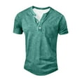 thumbnail image 5 of Qwertyu Mokaloha Mens Shirts, Retro Washed Distressed Solid Color Casual Short Sleeve Henley Tops with Pockets Green M, 5 of 5