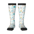 thumbnail image 2 of Lsque Gold Stars Blue Dots Pattern Printed Crew Socks Men's Women's LightWeight Thin Casual Calf Socks ,Knee High Socks,Cotton Socks, 2 of 9