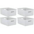 thumbnail image 6 of Superio Ribbed Plastic Storage Basket Organizer (4 Pack), 15 Liter Classic Closet Storage Bin for Shelf, Desk, Pantry – Store Toys, Clothes, Cosmetics, Stationary – White Smoke, 6 of 7