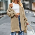 thumbnail image 2 of AherBiu Cardigan Sweaters for Women Ribble Knitted Mid-Long Split Fall Winter Women's Clothes, 2 of 6
