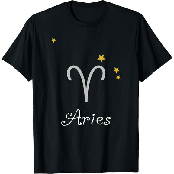 Aries Zodiac Sign, Constellation, Stars, Astrology Aries T-Shirt men and women can wear, black, white, gifts.