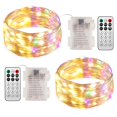 thumbnail image 1 of Ariceleo 2 paquetes de luces de cadena de color blanco cálido y multicolor con pilas de 5 m/16,4 pies. Temporizador de Control remoto de 50 LED, 12 modos opcionales, luces de hadas con batería centell, 1 of 5