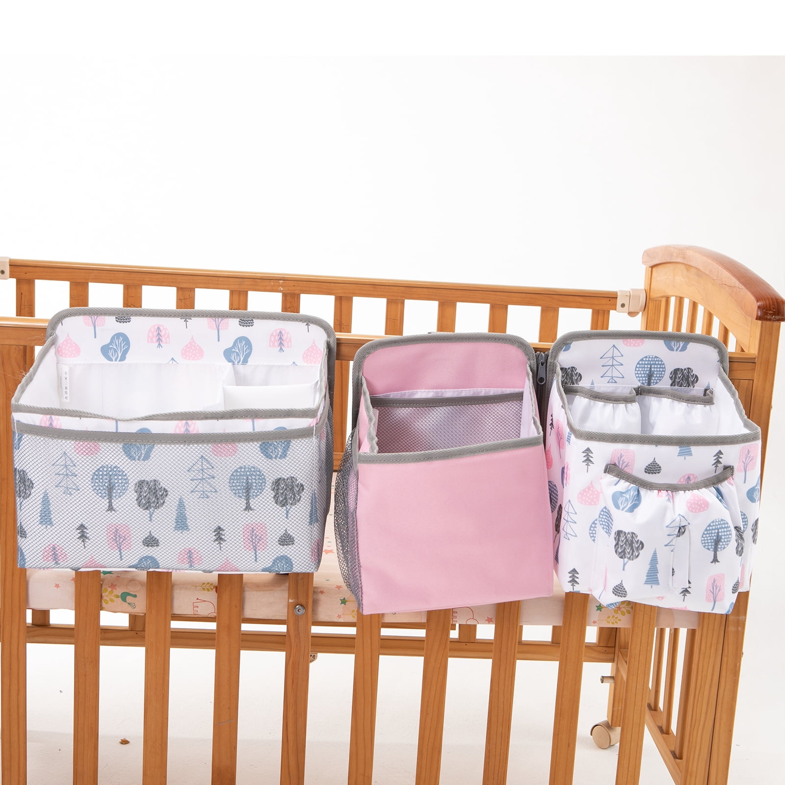 Baby Stroller Organizer Bag Bedside Caddy Diaper Storage Bin Hanging Storage Bag for Baby Bed/Baby Cart