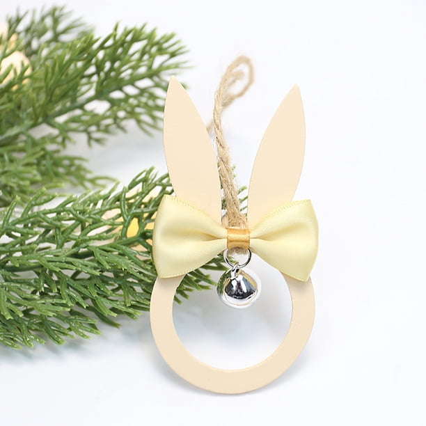 Decoraciones de Pascua, Adornos de Pascua, Regalos de Pascua, Decoraciones de Pascua, Lazos, Campanas y Colgantes de Madera, Colgantes de Conejo de Madera