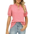 thumbnail image 1 of Camiseta con cuello en V para mujer, camiseta con cuello en V y ribete de volantes para mujer, conjuntos de verano de primera calidad, 1 of 6