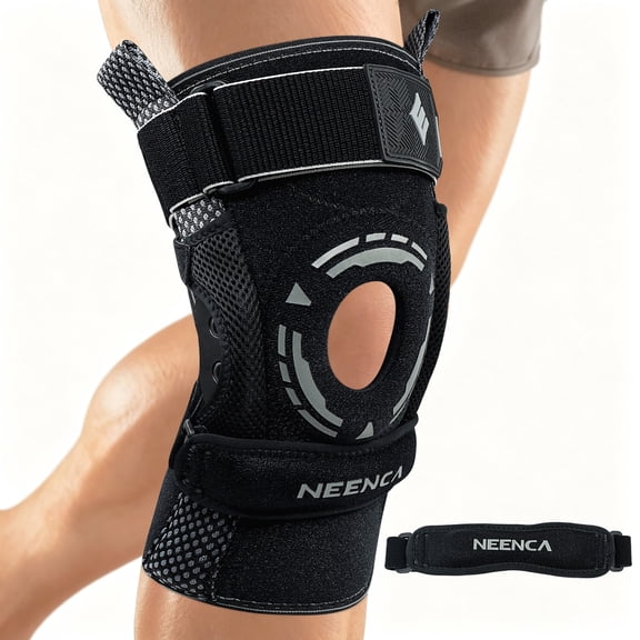 NEENCA Knee Brace with Side Stabilizers & Patella Gel Pads for Maximum Knee Pain Support and fast recovery for men and women-L