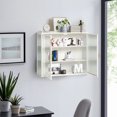 thumbnail image 3 of Wall Mounted Storage Cabinet with 2 Glass Doors, Modern Minimalist Sideboard with 3-Tier Storage, Wall Cabinet for Entryway, Living Room, Bathroom, Kitchen, White, 3 of 7