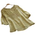 thumbnail image 1 of CHOK Blouses Tunique Boho Décontractées en Lin Manches 3/4 pour Femmes Grande Taille, 1 of 4