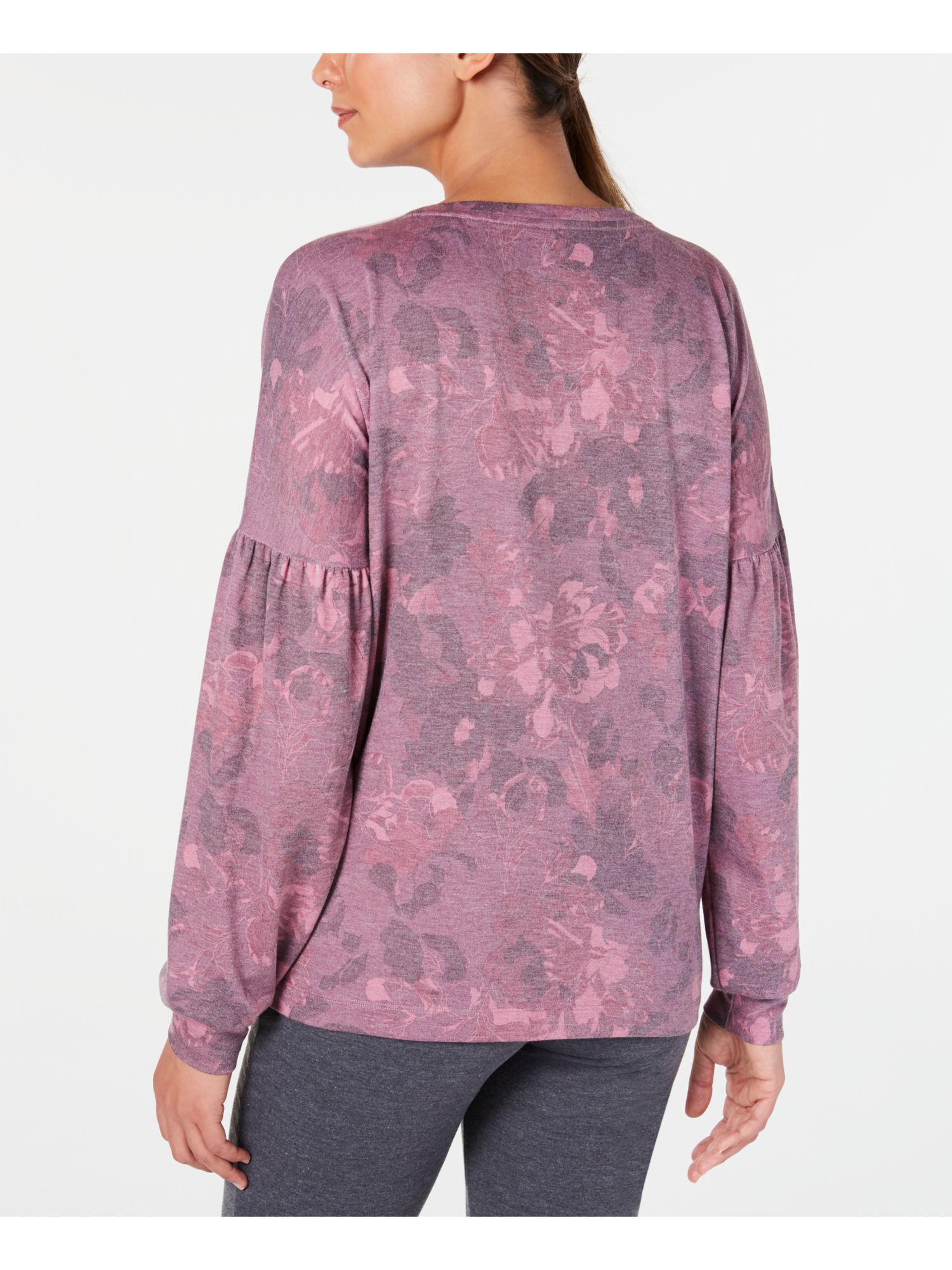 IDEOLOGY Womens Pink Floral Long Sleeve Jewel Neck Top XS - image 2 of 4