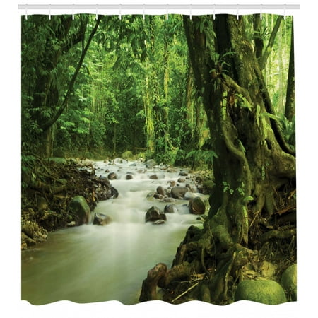 Rainforest Shower Curtain Tropical Rainforest And Rocky River In