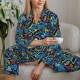 thumbnail image 4 of Goofa Love Music Printed Women’s 2 Piece Pajama Set Super,Pajamas Women's Long Sleeve Sleepwear Soft Button Down Loungewear Pjs Lounge Set Nightwear-Large, 4 of 9