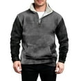 thumbnail image 2 of Men's Mock Neck Pullover Sweater Fleece Quarter Zip Casual Long Sleeve Top Cozy Winter Loungewear with Pockets Gray XL, 2 of 5