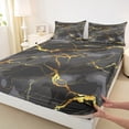 thumbnail image 3 of jejeloiu Abstract Marble Texture Queen Sheet Sets,Modern Fulid Artwork Flat Sheet,Gold Gray Queen Fitted Sheet For Adult,Super Cozy Room Decor,4-Piece, 3 of 7
