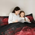 thumbnail image 5 of Manfei 3D Red Rose Bedding Comforter Set, Girls Women Twin Comforter Sets, Chic Floral Flower Blossoms Bedding Set, Happy Valentine's Day Black Bedroom Decor, Reversible 2-Piece, 5 of 8