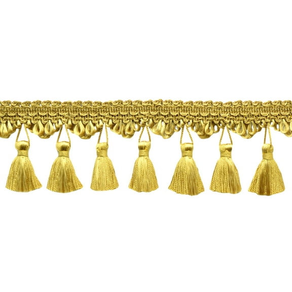 2 1/4" (5.5cm) Elegant Scalloped Tassel Fringe Trim # TFSS0225,, Antique Gold #C4 (Dark Yellow Gold) Sold By The Yard (36"/3 ft/0.9m)
