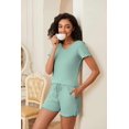 thumbnail image 2 of EKOUAER 2 Piece Lounge Set Ribbed Knit Loungewear Sleeveless Tank Plus Sizes Sleepwear Short Set, 2 of 6