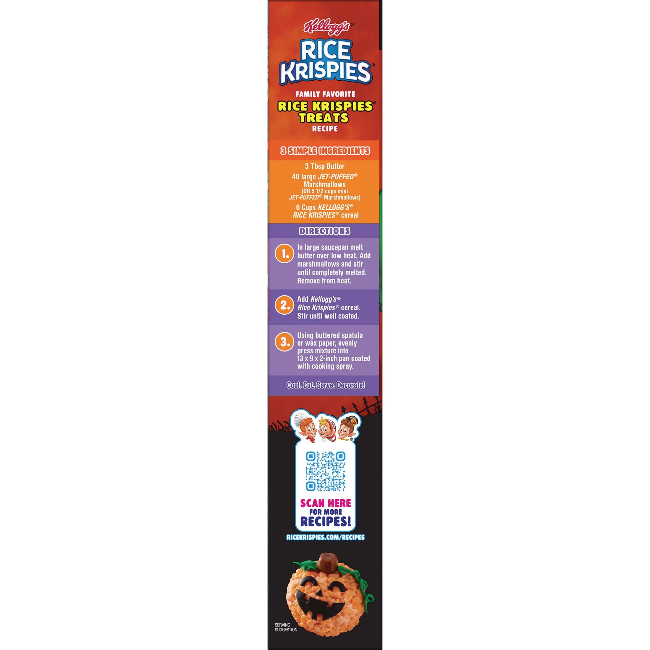 Kellogg's Rice Krispies Breakfast Cereal, Halloween Baking, Kids Snacks, Family Size, Shocking Orange, 12oz Box (1 Box)
