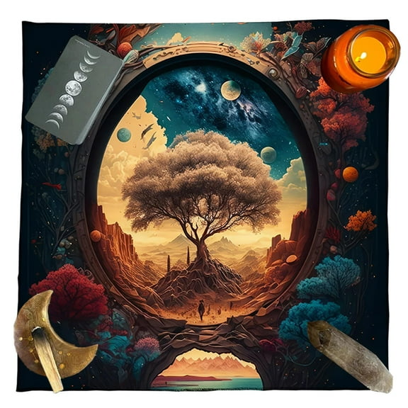 Divinations Cards Table Cloth Square Tapestry Trees Of Life Altars Cloth Tarots Cards Tablecloth Witchcrafts Supply