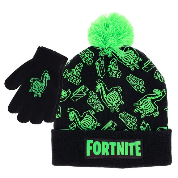 FORTNITE Boys Winter Beanie Hat and Snow Gloves for Boys 2 Piece Set