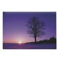 thumbnail image 1 of Tree Cutting Board, Oak Tree at Sunset Snowy Field Wintertime Nature Landscape Wilderness Scene Print, Decorative Tempered Glass Cutting and Serving Board, Large Size, Purple Black, by Ambesonne, 1 of 1