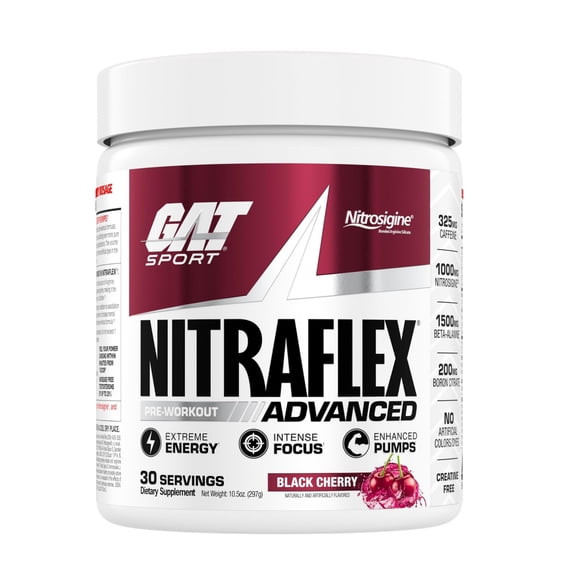 GAT Sport Nitraflex, Test Booster, Black Cherry, 40 Servings