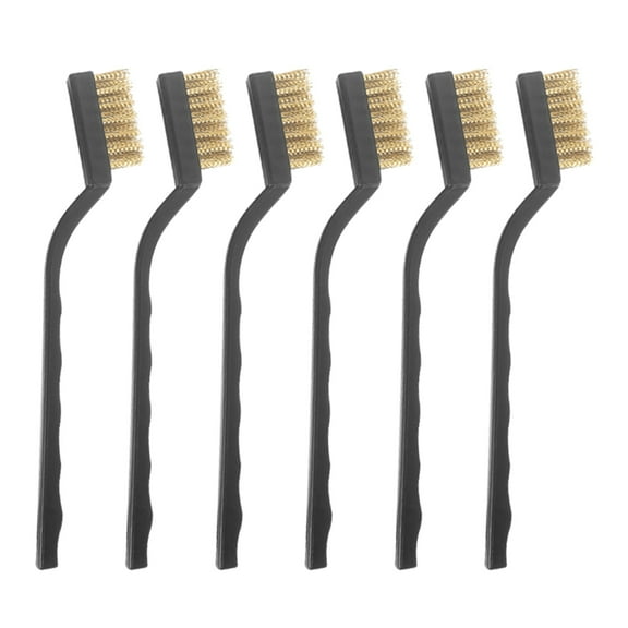 6pcs/set Mini Metal Rust Removal Cleaning Brush Tool Toothbrush Type Wire Brush for Cleaning with Curved Handle Grip