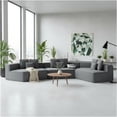 thumbnail image 3 of JERFIT 181" XL Modular Sectional Sofa with 9 Pillows, Plush Teddy Sherpa Fabric, High-Density Foam Cushions, No Assembly Required, for Large Living Room, Blue Gray, 3 of 10