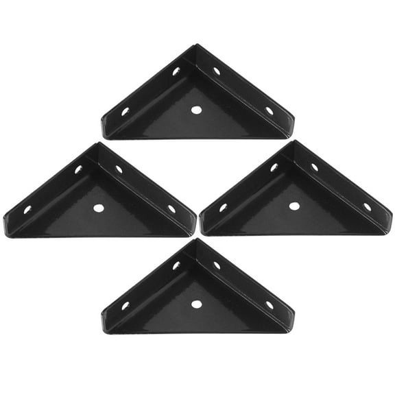 BESTOYARD 4pcs Triangular Corner Braces Black Iron for Wear Resistance in Home Improvement
