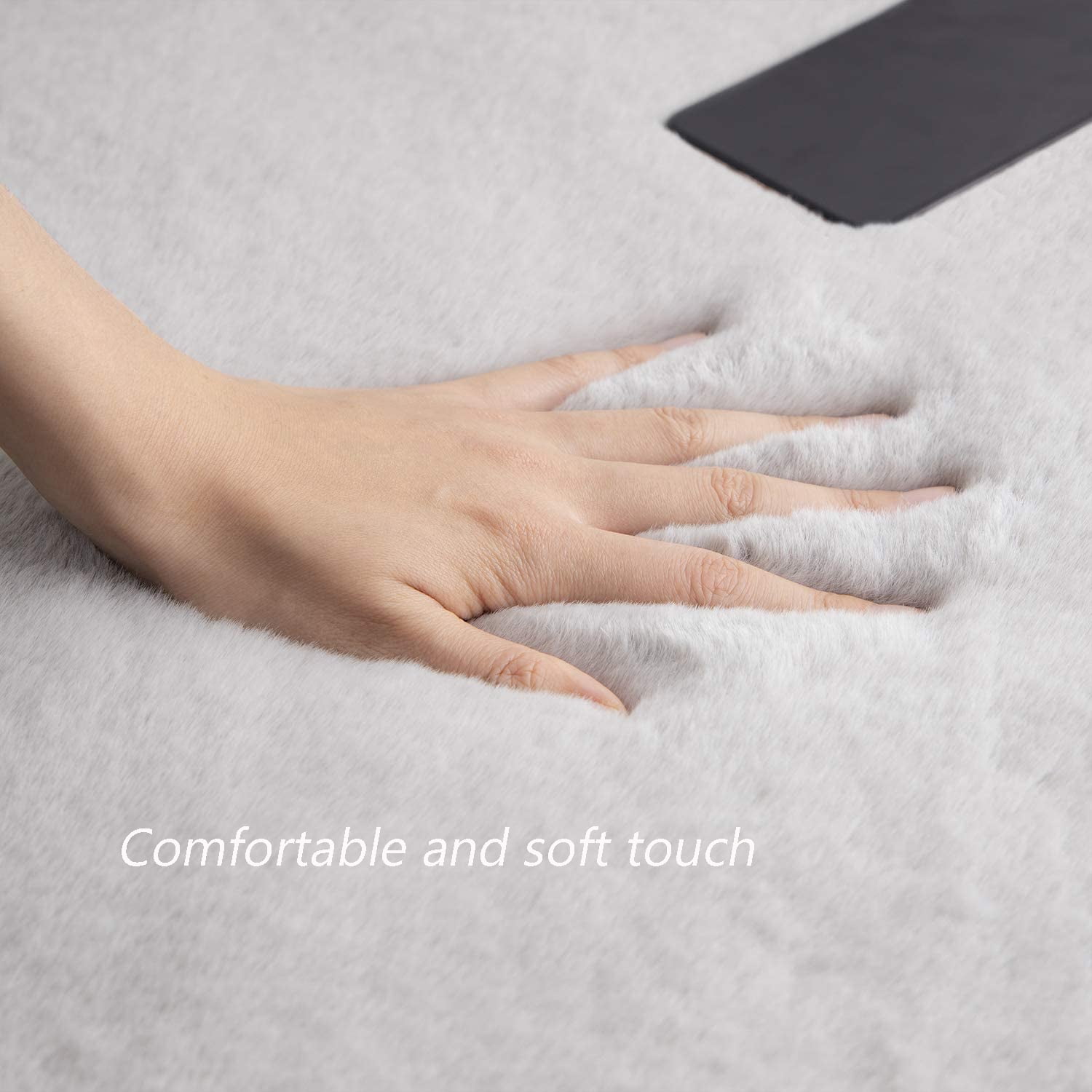 Latepis Grey Round Rug 3ft Machine Washable Shaggy Area Rugs for Living Room Faux Rabbit Fluffy Fur Rug for Bedroom Small Circle Nursery Rug