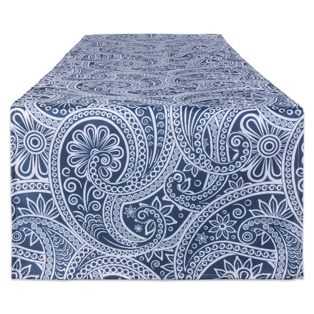 Dii Blue Paisley Print Outdoor Table Runner 14x108 Walmart Com Walmart Com