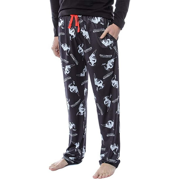 Halloween Michael Myers Men's Horror Film Allover Pattern Adult Lounge  Sleep Pajama Pants, Black, X-Large 