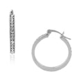 thumbnail image 2 of Stainless Steel White Clear CZ Classic Round Hoops Earrings, 1.00", 2 of 3