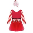 thumbnail image 4 of YiZYiF Girls Christmas Elf Dress Striped Long Sleeve Mesh Tutu Skirt Leotard Dance Party Outfit with Hat Red 16, 4 of 7