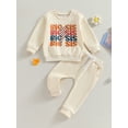 thumbnail image 2 of Bagilaanoe 2PCS Toddler Baby Girl Casual Sweatsuits Letter Print Long Sleeve Sweatshirt Pullover Tops + Sweatpants 6M 12M 18M 24M 3T 4T 5T 6T Kids Sister Matching Outfits, 2 of 9