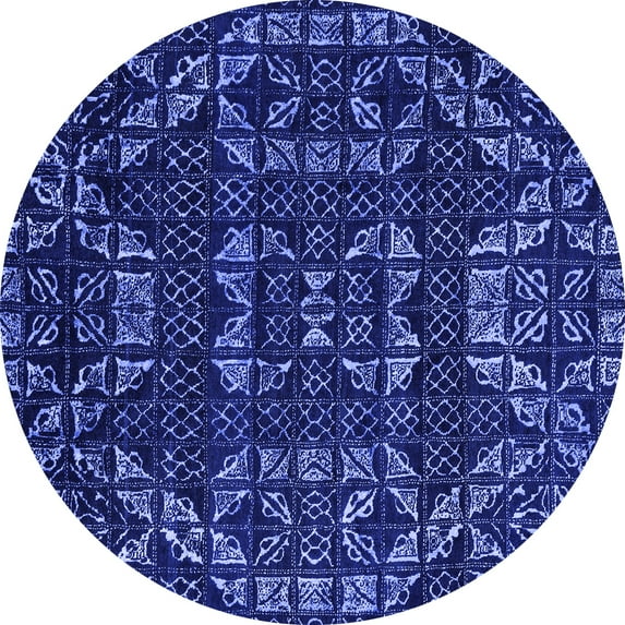 Ahgly Company Indoor Round Abstract Blue Modern Area Rugs, 6' Round