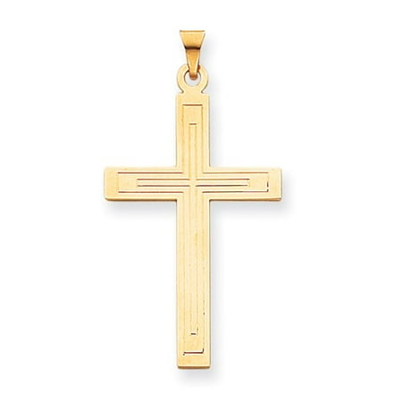 14k Yellow Gold Engravable Solid Latin Cross Pendant