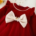 thumbnail image 7 of Baby Girl Dresses Fall Winter Bow Long Sleeve Princess Sweet Mesh Birthday Party Dress for Girl Size 6-9 Months, 7 of 7