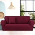 thumbnail image 2 of Unique Bargains Solid 1/2/3 Seater Sofa Cover Stretch Couch Slipcover Wine, 2 of 8