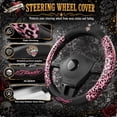 thumbnail image 5 of Ed Hardy Steering Wheel Cover,Pink Leopard Print Leather Steering Wheel Cover, Non-Slip Grip Car Steering Wheel Protector, Universal Fit for Cars SUV Truck, Fits 14.5"–15" Steering Wheels, 5 of 11
