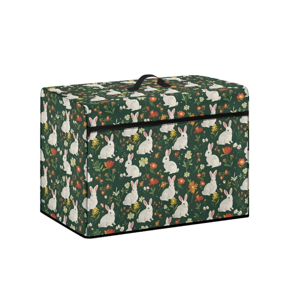 HELLHERO Flowers and Rabbit Sewing Machine Carrying Cover with Pocket to Store Accessories Pocket 17.7 x 8.6 x 12.5 inches Dustproof