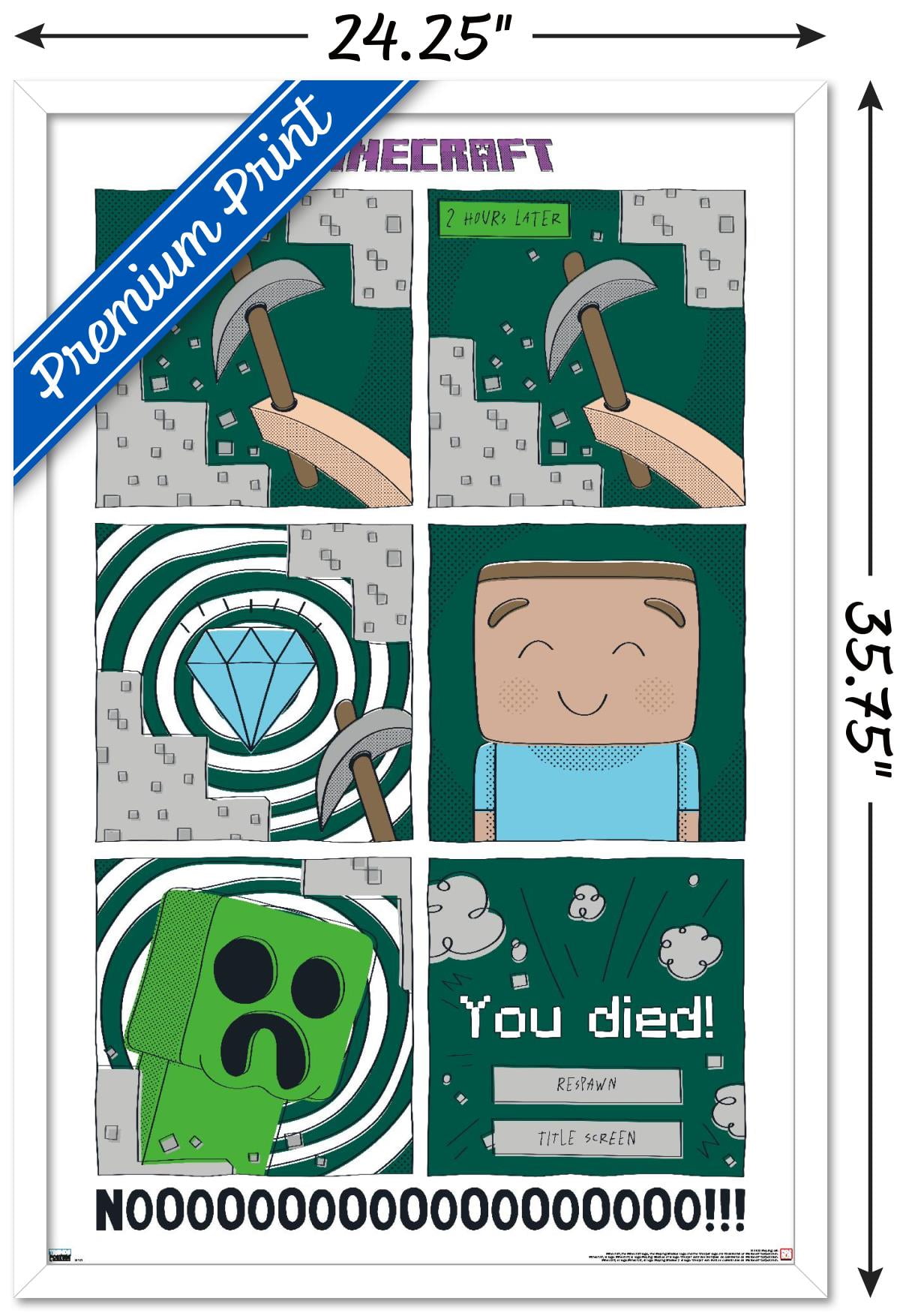 Minecraft - Simple Comic Steve Creeper Wall Poster, 22.375" x 34" Framed