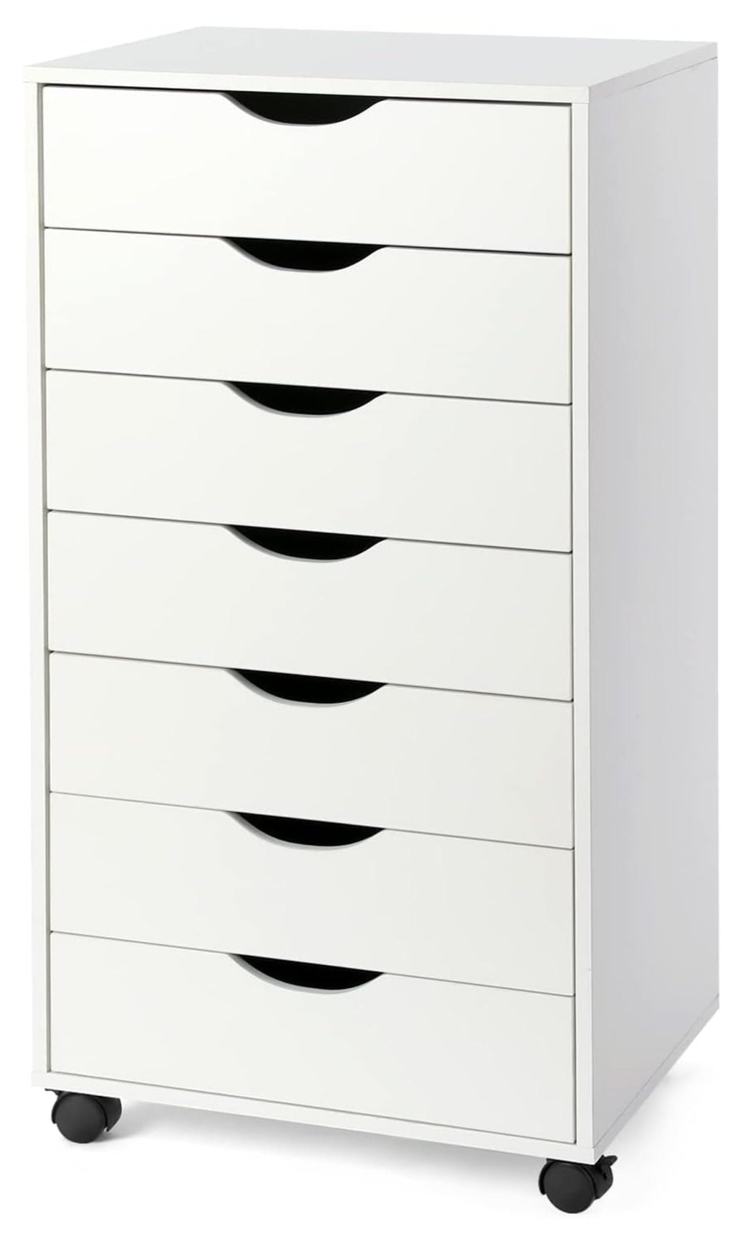 Costway 7 Drawer Chest Storage Dresser Floor Cabinet Organizer with Wheels White