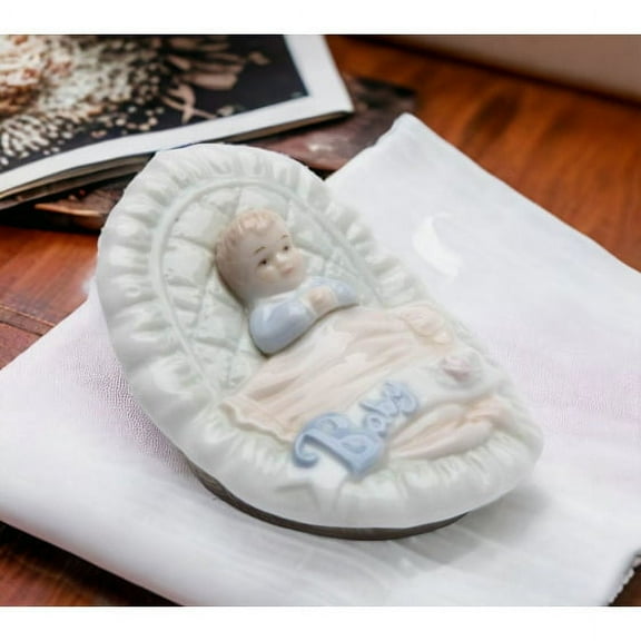 Ceramic Baby Boy Figurine on Bouncer 2 3/8"