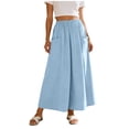 thumbnail image 2 of Gamivast Women's Skirt Pants High Waisted Elastic Waist Side Pockets Wide Leg Flowy Skirt Elegant Boho Trendy Casual Beach Vacation Travel Midi Skirt, 2 of 7