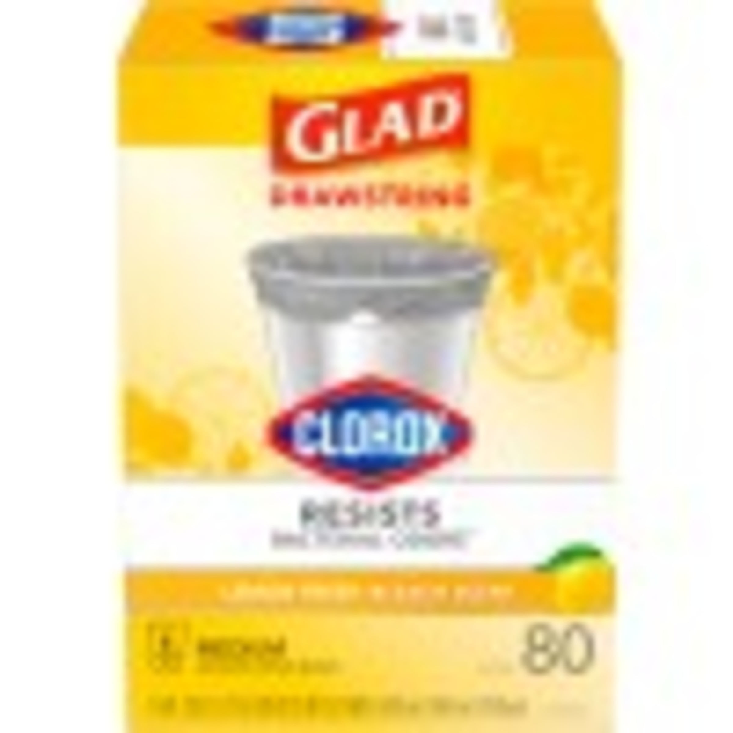 Glad Medium Drawstring Trash Bags with Clorox, 8 Gallon Grey Trash Bags