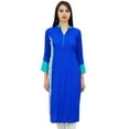 thumbnail image 1 of Phagun Women's Straight Rayon Kurti Blue Ladies Kurta Ethnic Casual Clothing - 4, 1 of 1