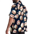 thumbnail image 3 of Baseball Men's Short Sleeve Spread Collar Beach Shirts Casual Printed Button Down Unisex Summer Tops, 3 of 6