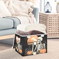 thumbnail image 5 of Foldable Fabric Storage Bin With Handle Collapsible Basket Box Storage With Lid Organizer Skeleton Drinking Coffee, 5 of 7